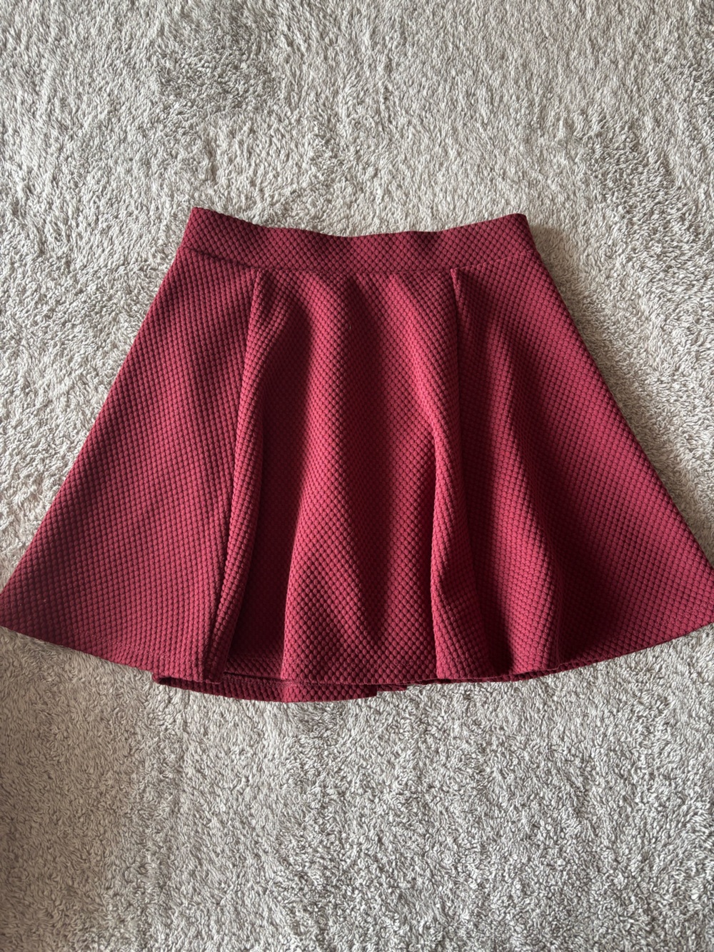 H&M Textured Wine Red Skater Skirt